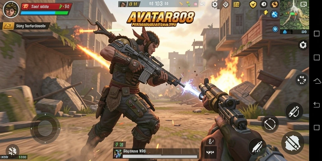 Screenshot gameplay AVATAR808 menunjukkan aksi pertarungan yang dinamis.