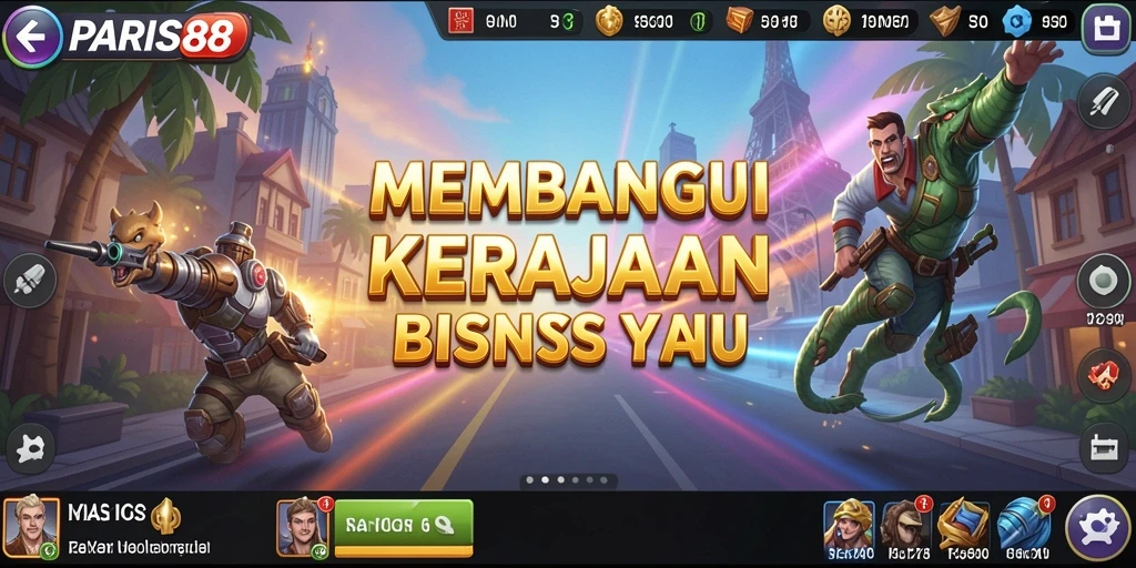Screenshot menunjukkan gameplay dinamis dan manajemen bisnis di PARIS88.