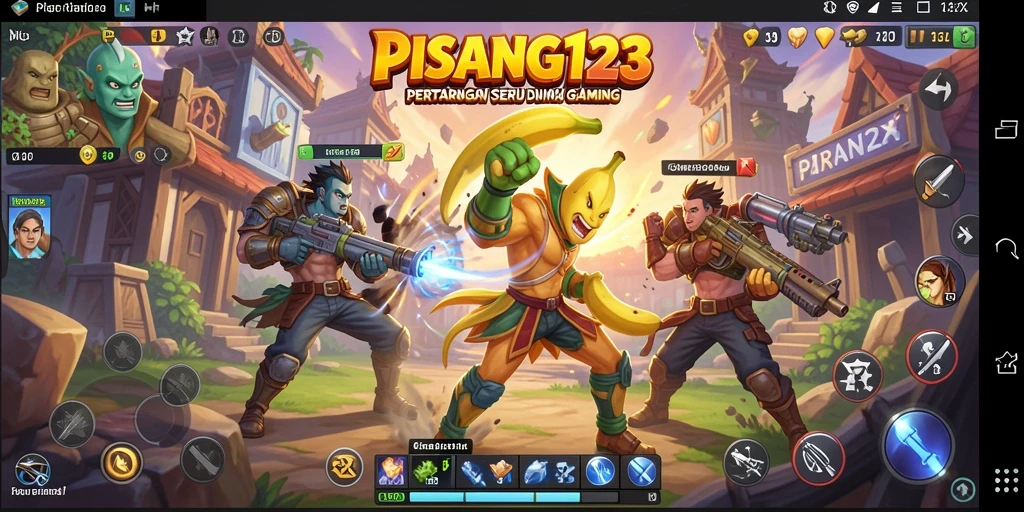 Tampilan pertarungan seru dalam PISANG123 dengan aksi karakter yang dinamis.